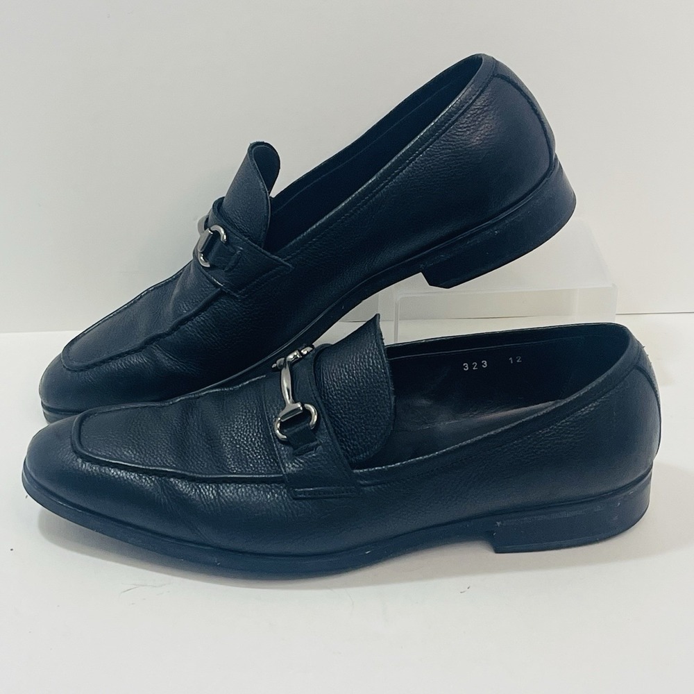 TO BOOT NEW YORK Adam Derrick Mens Black Leather Horse Bit Loafers Italy Sz 12